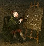 William Hogarth Self Portrait at the Easel oil painting reproduction